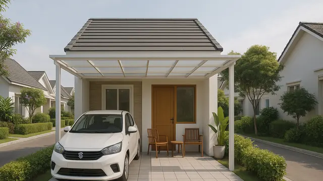 Model Rumah Dengan Garasi Mobil di Perumahan/Ilustrasi gambar oleh AI