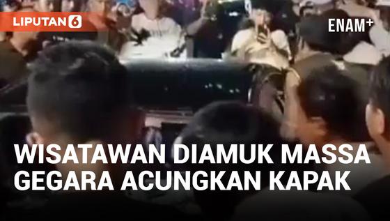 VIDEO: Acungkan Kapak dalam Kondisi Mabuk, Wisatawan di Pangandaran Diamuk Massa