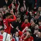 Striker MU, Amad Diallo ketika jadi pahlawan kemenangan skuad Setan Merah mengalahkan Liverpool 4-3 pada perempat final Piala FA 2023/2024. (PAUL ELLIS / AFP)