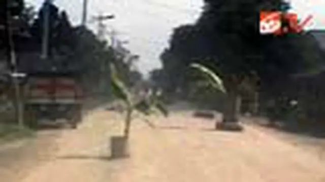 Ratusan warga Desa Beringin, Deli Serdang, Sumut, memblokir jalur utama menuju PT Angkasa Pura dengan menanam pohon pisang dan ban bekas. 