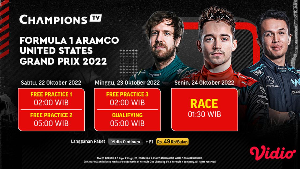 Jangan Lewatkan Keseruan F1 GP Amerika Serikat Pekan Ini di Vidio Oktober 2022 : Ada Juara Dunia
