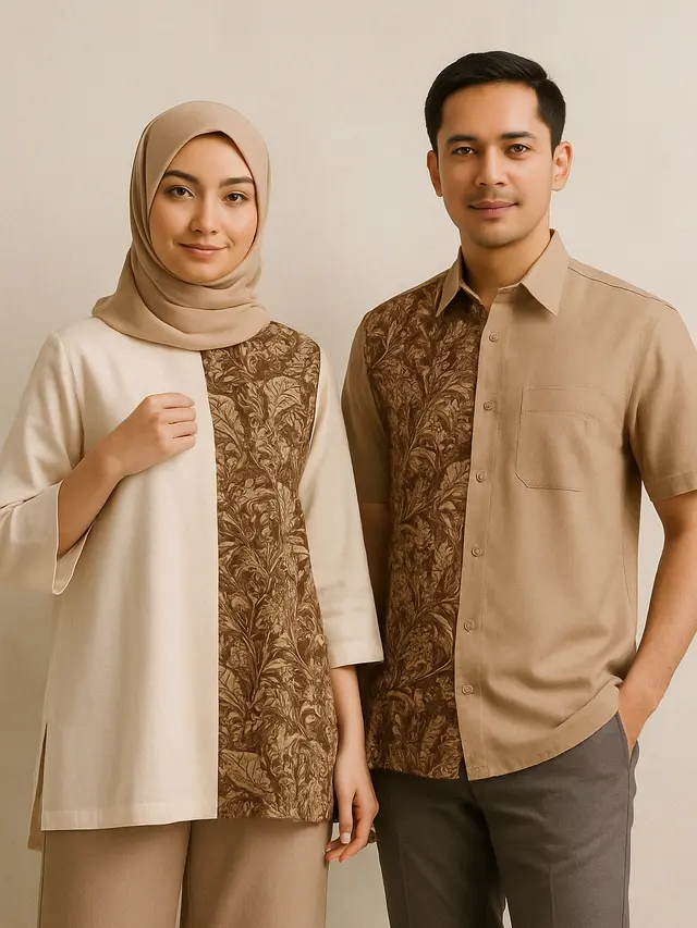 Batik Kombinasi Polos Warna Netral (Foto: Rizka Nur Laily via ChatGPT)
