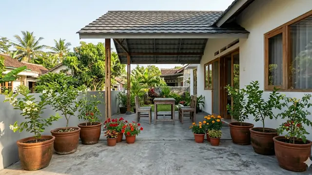 Inspirasi Kebun Buah Berbunga di Teras