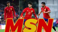 Trio pemain tim nasional Spanyol, Alvaro Morata, David Silva, dan Nolito. (Marca). 