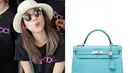 Sama halnya dengan Bunga Citra Lestari, tas Hermes berwarna biru muda ini juga bernilai ratusan juta rupiah. Tepatnya bernilai $15,750/211,050,000 IDR. (Instagram/fashionselebrit)