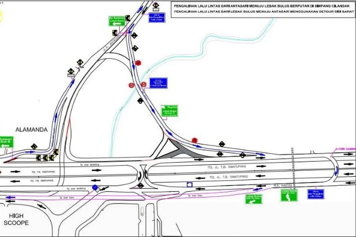 Rekayasa arus lalu lintas terkait pembangunan Tol Depok-Antasari. 