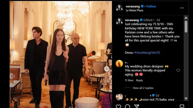 Vera Wang saat Ulang Tahun ke-76. (Instagram/ verawang)