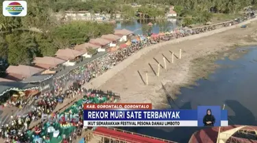 Kabupaten Gorontalo pecahkan rekor MURI sajikan 89.650 tusuk sate di Festival Pesona Danau Limboto.