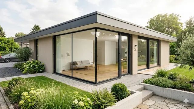 Inspirasi Desain Rumah 1 Lantai Pintu Kaca Besar. Gemini