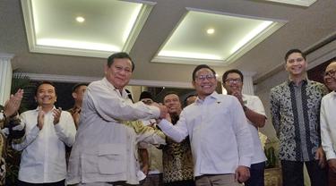 Ketua Umum Gerindra Prabowo Subianto bertemu dengan Ketum PKB Muhaimin Iskandar atau Cak Imin. (Foto: Winda Nelfira/Liputan6.com).