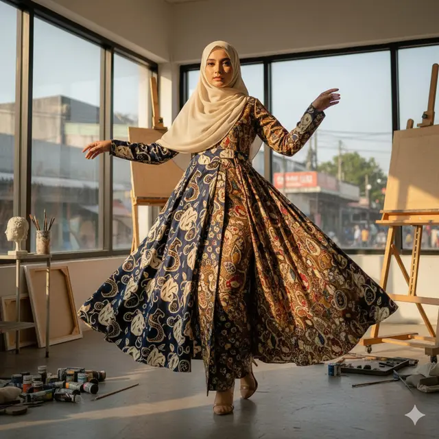 Model Baju Batik Syar'i Sutra Elegan