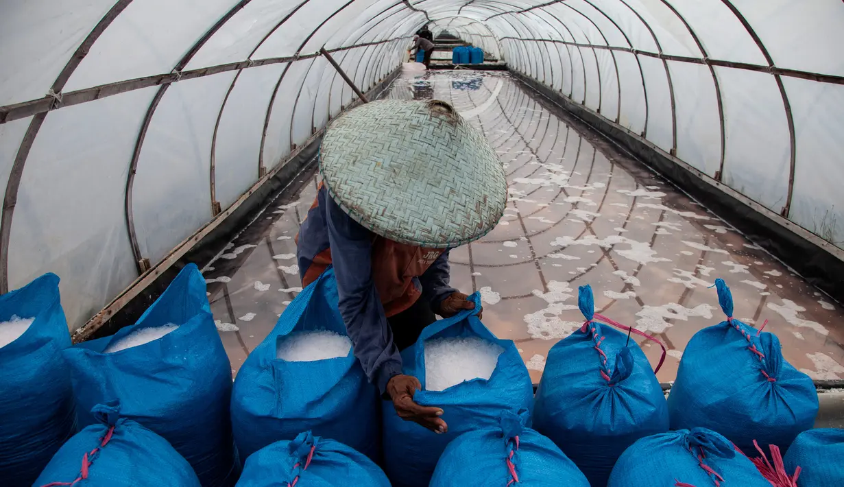 Sistem tunel tersebut mampu menghasilkan garam dengan kualitas Kw1 Premium. (Aditya Irawan/AFP)