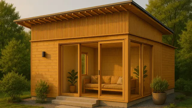 Desain Rumah Kecil dari Kayu dan Bambu yang Tetap Modern