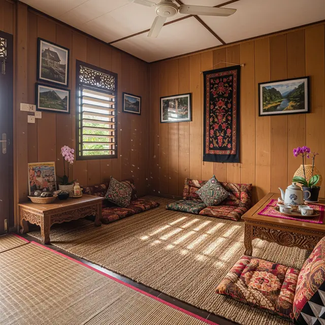 9 Model Ruang Tamu Rumah di Desa Tanpa Sofa tapi Tetap Nyaman