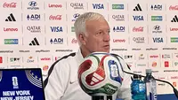 Didier Deschamps berbicara dalam konferensi pers resmi jelang laga Prancis melawan Swedia pada babak 32 besar Piala Dunia 2026 di New York New Jersey, Amerika Serikat, Senin (29/6/2026). Pelatih Timnas Prancis itu memaparkan kesiapan timnya menghadapi duel fase gugur saat menjawab pertanyaan awak media. (KLY Sports/Hery Kurniawan)