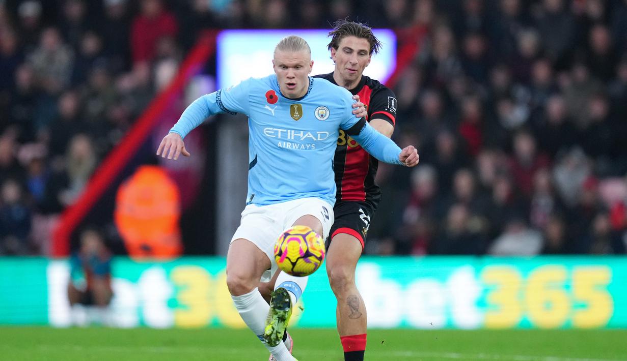Dengan hasil ini, Bournemouth meraih kemenangan perdana dari 15 pertemuan melawan City. Sebelumnya, mereka selalu kalah dalam 14 pertemuan. (AP Photo/Kirsty Wigglesworth)