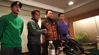 Asisten Pelatih Timnas Indonesia U-22, Bima Sakti saat jumpa pers jelang semifinal SEA GAmes 2017 (Liputan6.com/Cakrayuri Nuralam)
