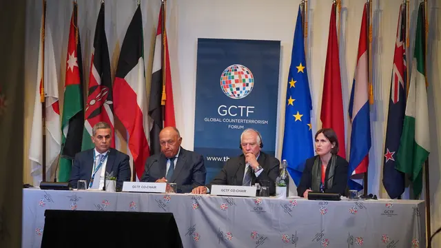 Menlu Retno Marsudi dalam Ministerial Plenary Meeting of the Global Counter-Terrorism Forum ke-13 di di sela-sela High Level Week Sidang Majelis Umum PBB di New York, Amerika Serikat (20/9/2023). (Liputan6/Benedikta Miranti)