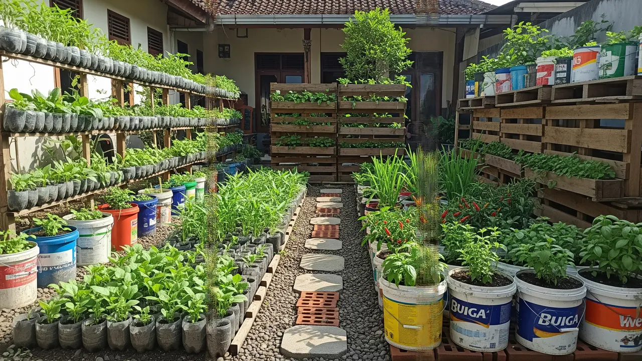 Ide Kebun Mini Rumah yang Menjaga Ketersediaan Sayur Selama Minggu Model Kebun dari Bahan Daur Ulang