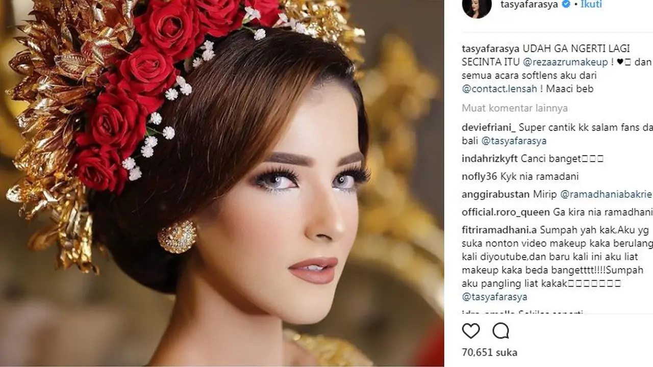 Busana adat saat pernikahan Tasya Farasya