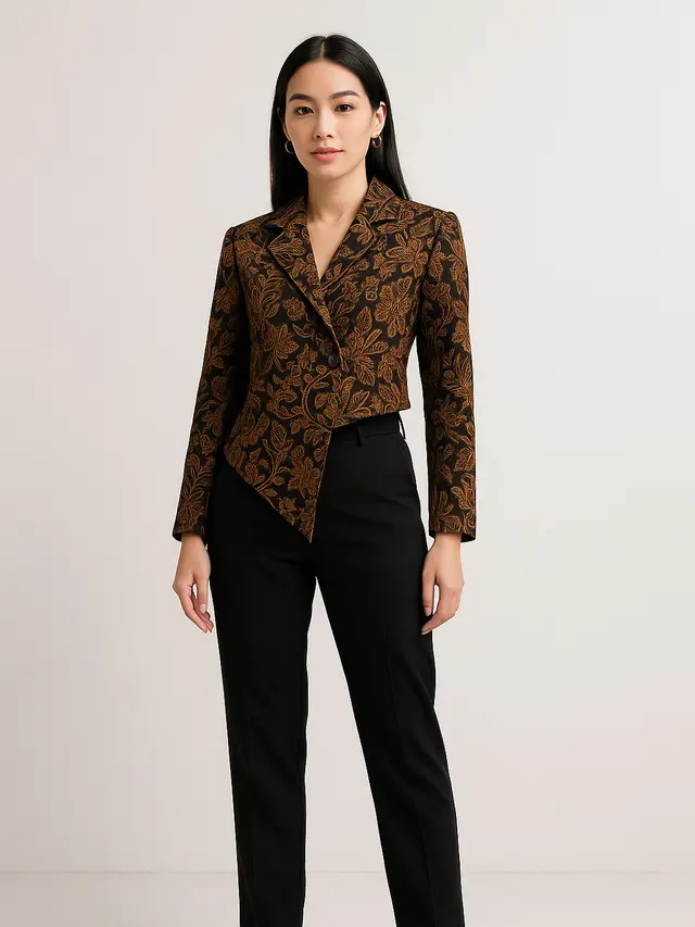Model Blazer Crop Batik Kekinian untuk Wanita Karier