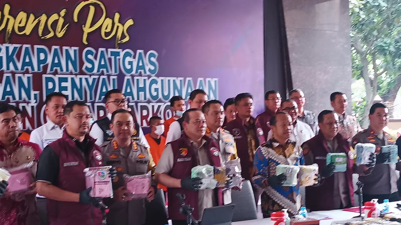 Konferensi Pers Pengungkapan Kasus Narkoba oleh Satgas Penanggulangan Narkoba Polri sepanjang September hingga Desember 2023.