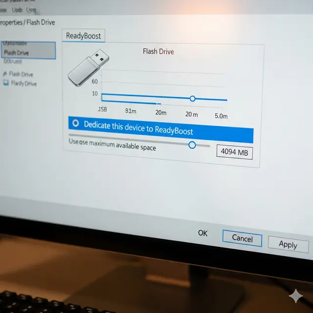 Cara mengatasi laptop lemot dengan fitur ReadyBoost (Foto: Gemini)