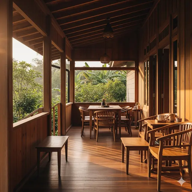 Teras Kayu Semi-Outdoor