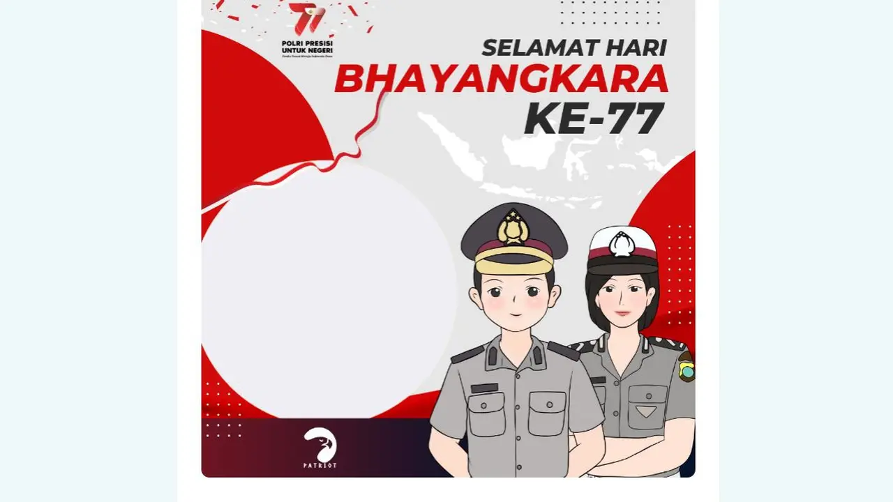 Twibbon HUT ke-77 Bhayangkara yang bisa kamu buat dan dibagikan ke seluruh sosial media.