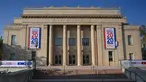 Kingsbury Hall, tempat debat calon wakil presiden AS, terlihat di Universitas Utah di Salt Lake City, Senin (5/10/2020). Universitas Utah akan menjadi tuan rumah debat cawapres petahana Mike Pence dan Senator California Kamala Harris akan digelar pada Rabu 7 Oktober. (Eric BARADAT / AFP)