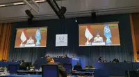 Peserta General Conference (GC) ke-64 IAEA di Wina, Austria (21/09/22) saat menyaksikan pernyataan dari Menteri Luar Negeri RI, Retno Marsudi yang disampaikan secara virtual (Photo credit: Kementerian Luar Negeri RI/Kemlu.go.id)