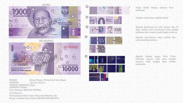 Uang rupiah baru pecahan Rp 10 ribu kertas. (Foto: BI)