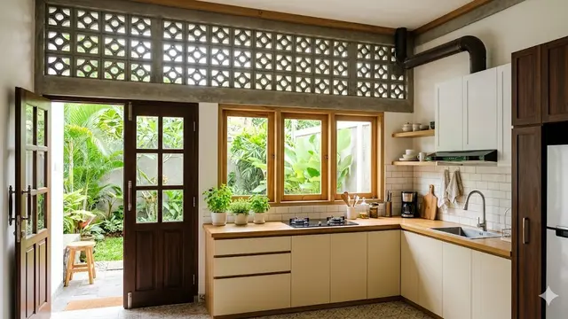 Desain Dapur Belakang dengan Roster