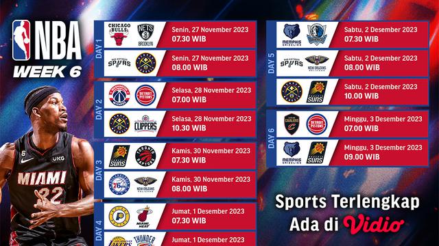 Jadwal dan Link NBA Live Regular Season Week 6