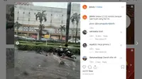 Banjir di kawasan Senayan, Jakarta Pusat. (Instagram @jktinfo)