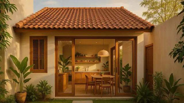 Model Rumah 3 Kamar 1 Lantai dengan Dapur Terbuka