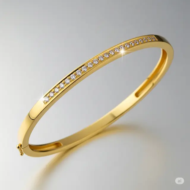 Gelang Emas 6 Gram Model Bangle dengan Permata