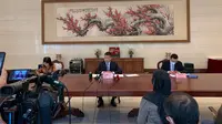 Duta Besar China untuk Indonesia, Lu Kang dalam press briefing di Kediaman Dubes Tiongkok pada Rabu (21/12/2022). (Liputan6/Benedikta Miranti)