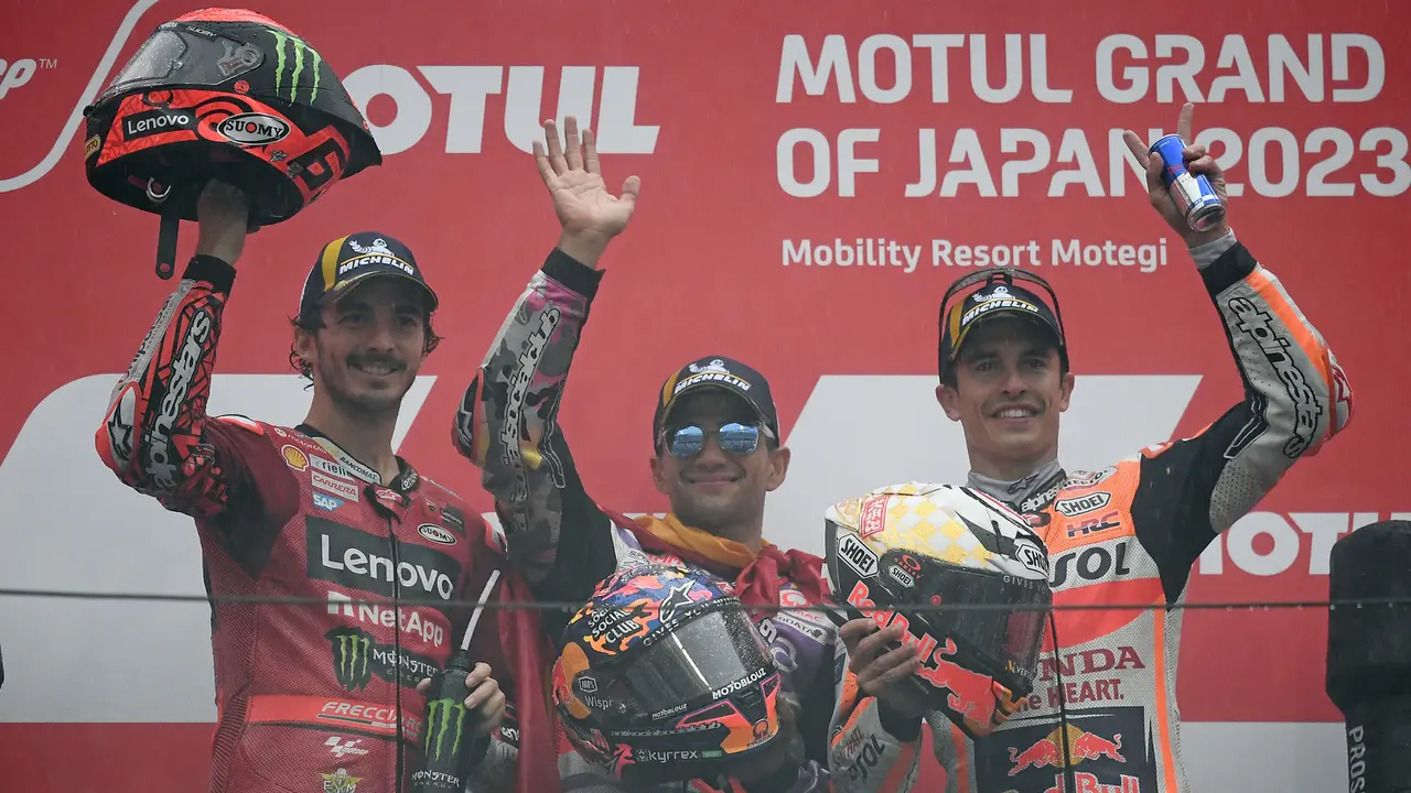 Foto: Diwarnai Hujan Deras dan Berakhir Red Flag, Jorge Martin Dinyatakan Juara MotoGP Jepang 2023