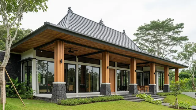 Model Rumah Minimalis Atap Limasan di Desa