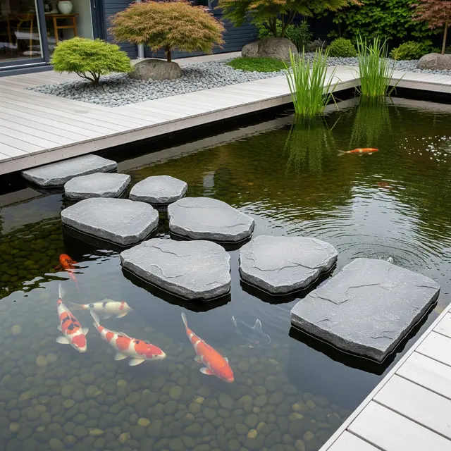 Desain Kolam Koi yang Tetap Bersih dan Estetik (AI Generated)