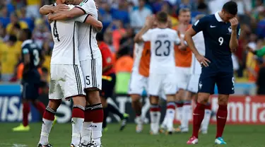 Timnas Jerman sukses membekuk Perancis 1-0 di laga perempat final Piala Dunia 2014 di Stadion Maracana, Rio de Janeiro, (4/7/2014). (AFP PHOTO/Adrian Dennis)