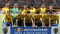Tim Cilegon United sebelum Madura United di leg pertama babak 32 besar Piala Indonesia 2018 di Stadion Gelora Ratu Pamelingan, Pamekasan, Selasa (29/1/2019). (Bola.com/Aditya Wany)