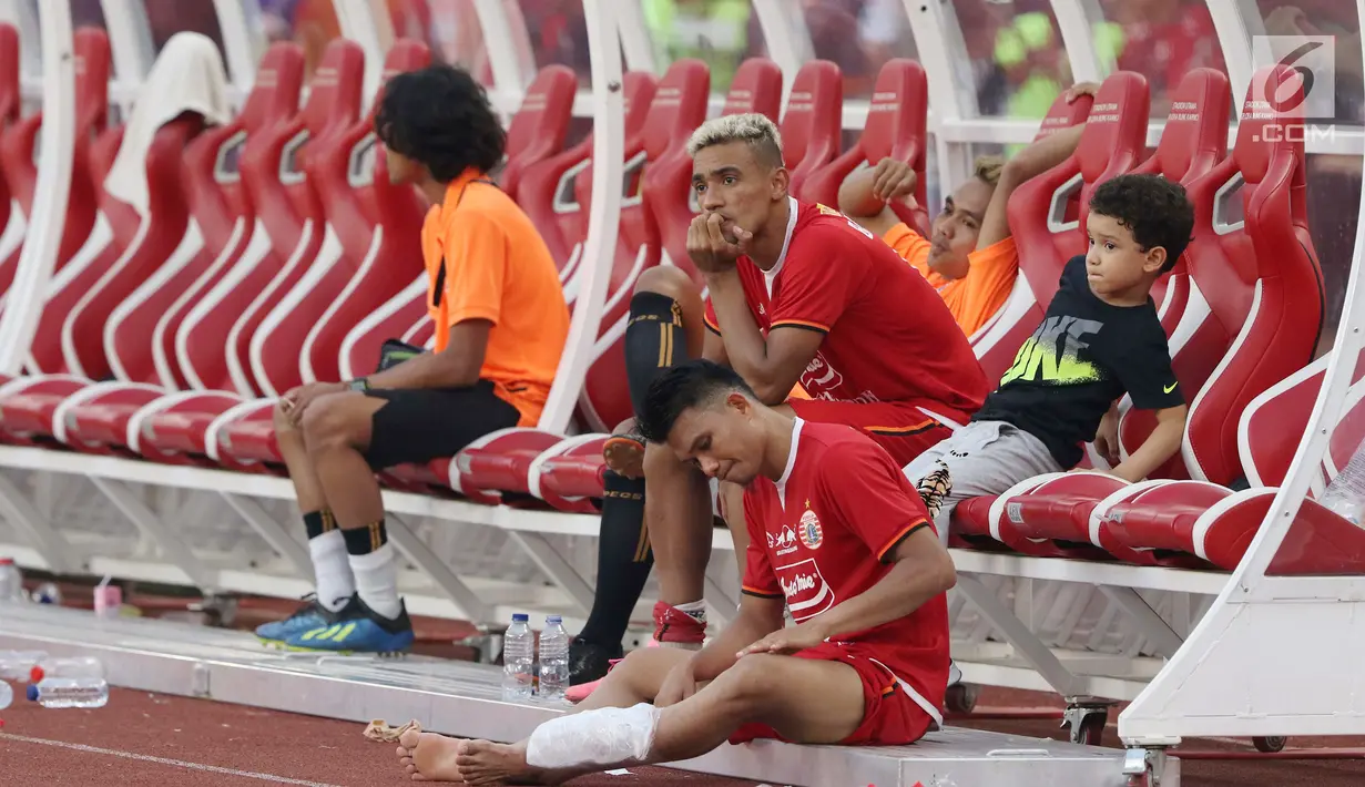Pemain tengah Persija, Bruno Matos usai laga lanjutan Shopee Liga 1 Indonesia 2019 melawan Arema FC di Stadion Gelora Bung Karno, Jakarta, Sabtu (3/8/2019). Kedua tim bermain imbang 2-2-. (Liputan6.com/Helmi Fithriansyah)