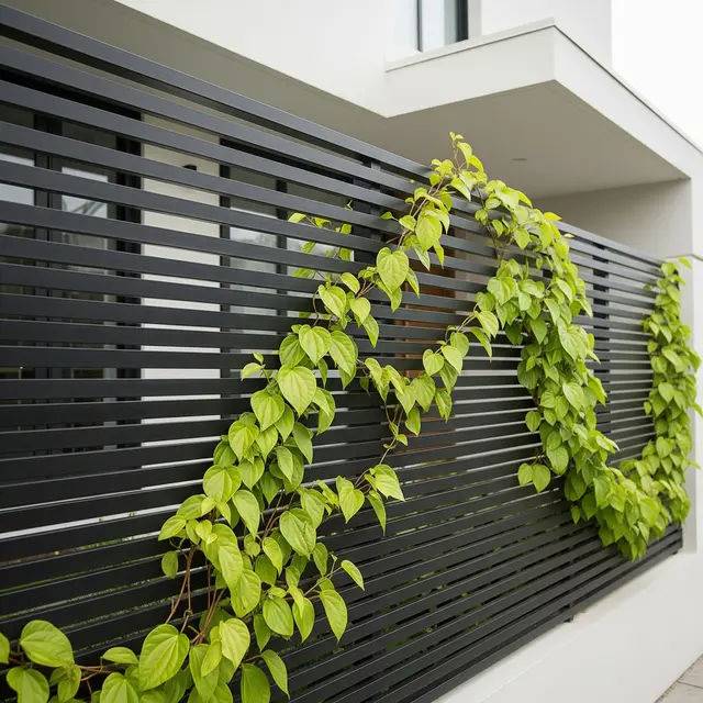 Pagar besi minimalis dengan vertical garden (Image by Gemini AI)