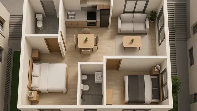 7 Desain Rumah Ukuran 7x8 2 Kamar Tidur di Perkotaan, Nyaman dan Efisien untuk Hunian Modern