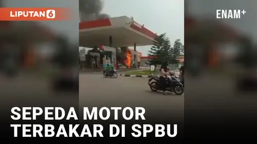 VIDEO: Diduga akibat Korsleting Listrik pada Mesin, Sepeda Motor Terbakar di SPBU