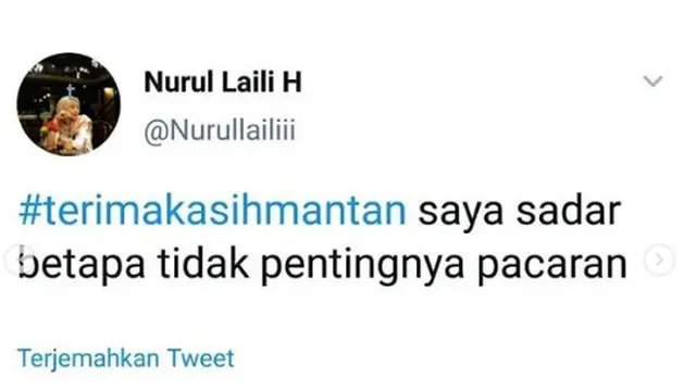 terimakasih mantan (foto: @Nurullailiii)