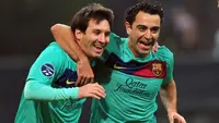 4. Xavi (399 laga) - Xavi merupakan salah satu pemain gelandang terbaik yang membela Barcelona pada 1998-2015. Pemain asal Spanyol ini tercatat 399 kali bermain dengan Lionel Messi selama di Barcelona. (AFP/Giuseppe Cacace)