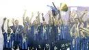 Sang juara, Inter Milan, memainkan pertandingan kandang terakhir mereka dengan menjamu Lazio di Stadion Giuseppe Meazza. (Spada/LaPresse via AP)